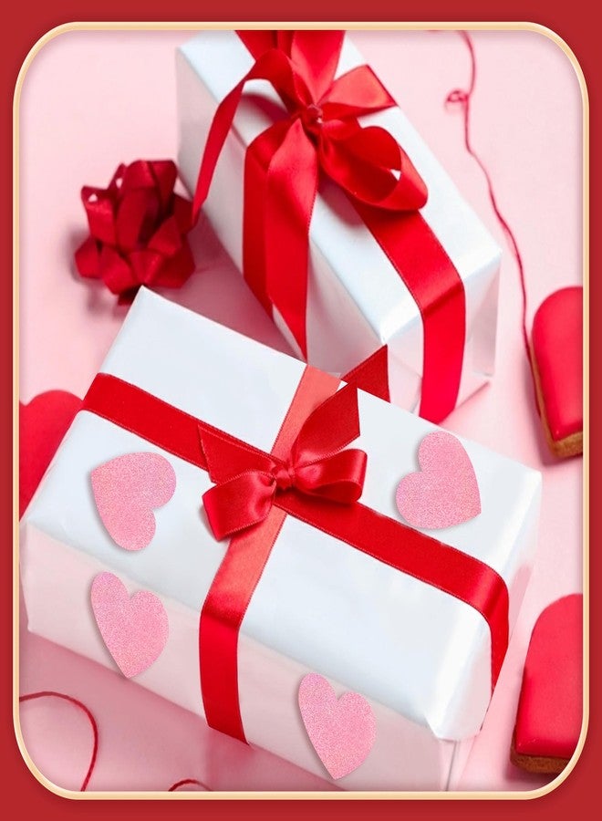 Yoblink Pink Heart Stickers,1.5" Glitter Valentines Stickers 500 per Roll,Valentine's Day Decorations(Pink) - Image 4